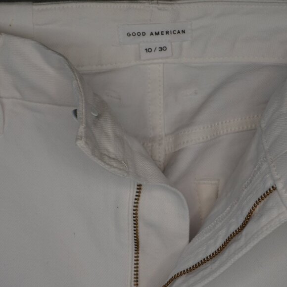 New Good American Good Straight High Waist Raw Hem Jeans in White037 size 10/30 - Picture 14 of 16